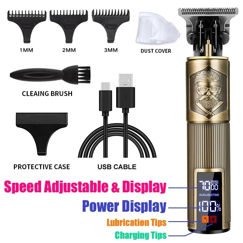 Professional Cordless Hair Clipper & Trimmer – USB Fast Charging