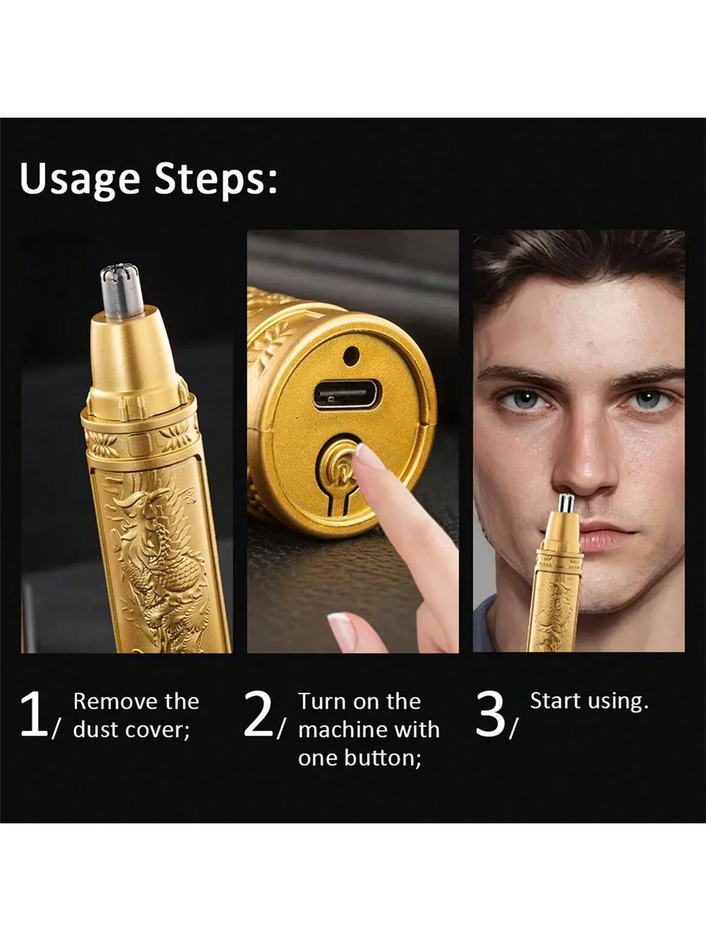 Ear & Nose Hair Trimmer for Men – 360° Rotating Dual-Blade Electric Shaver